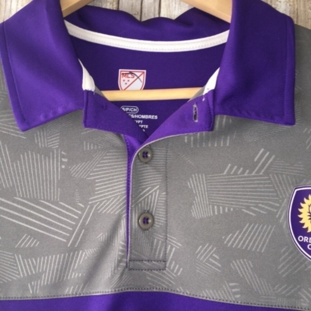 Orlando City SC MLS Polo Shirt Purple Gray Athletic Soccer Men’s Small - Picture 5 of 5